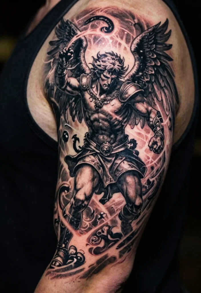 16 Arch Angel Michael Tattoo Ideas: Fierce, Protective, and Legendary - 3. Arch Angel Michael in Combat 1