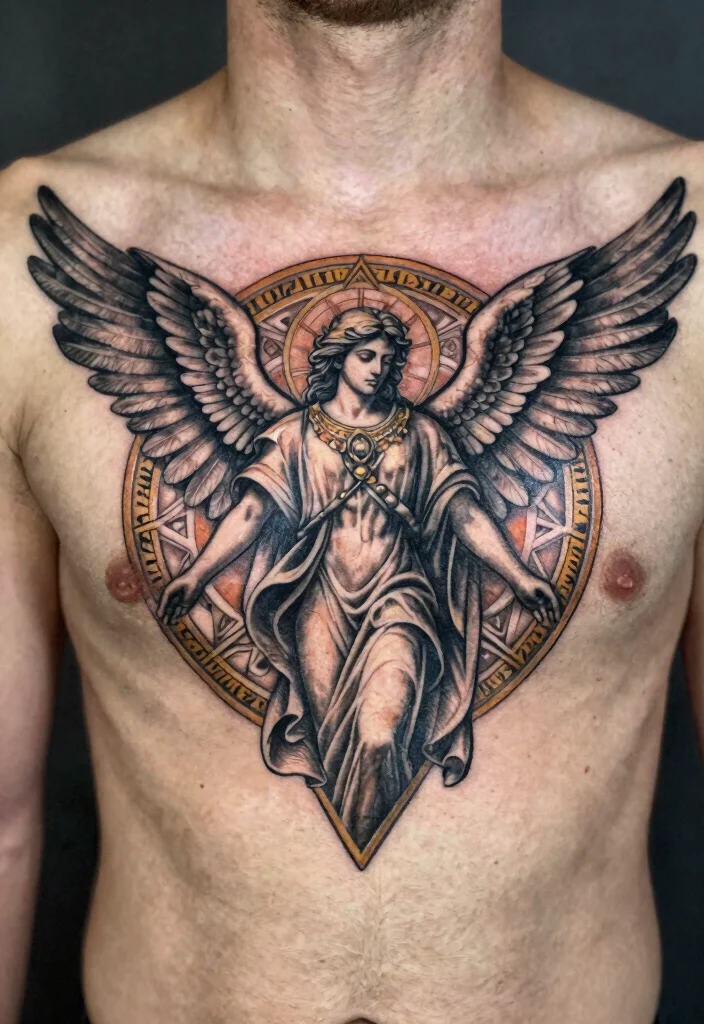16 Arch Angel Michael Tattoo Ideas: Fierce, Protective, and Legendary - 7. The Divine Protector Emblem 1