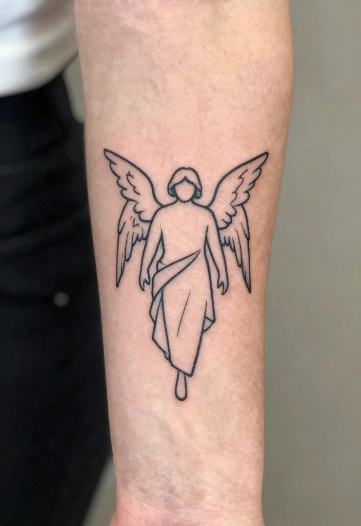 16 Arch Angel Michael Tattoo Ideas: Fierce, Protective, and Legendary - 9. Minimalist Arch Angel Michael 1