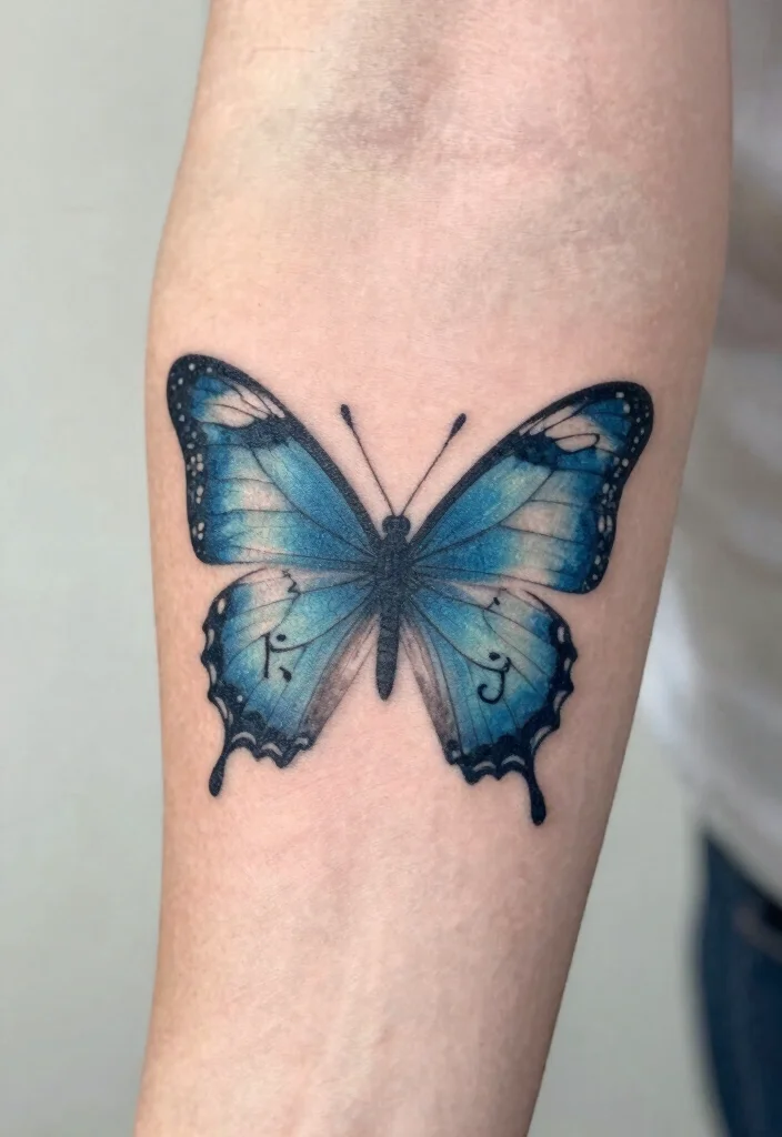 16 Blue Butterfly Tattoo Ideas: Calm, Mystical, and Beautiful - 11. Symbolic Meanings 1