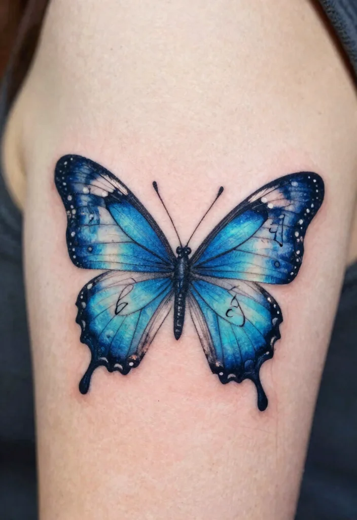 16 Blue Butterfly Tattoo Ideas: Calm, Mystical, and Beautiful - 14. Personalized Touches 1