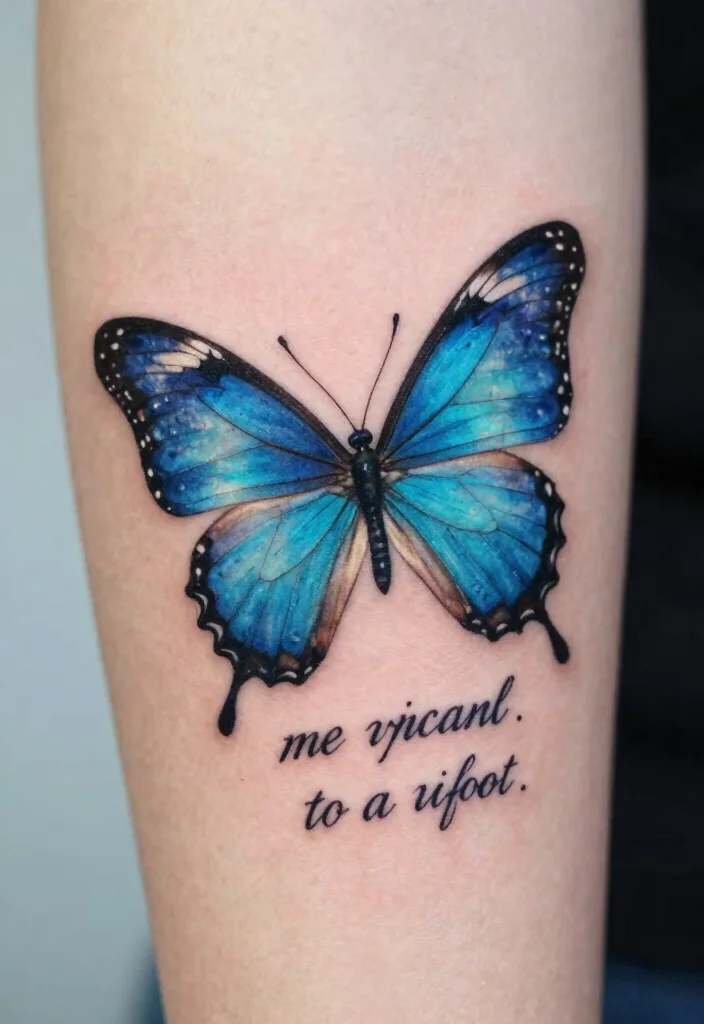 16 Blue Butterfly Tattoo Ideas: Calm, Mystical, and Beautiful - 15. Meaningful Quotes 1