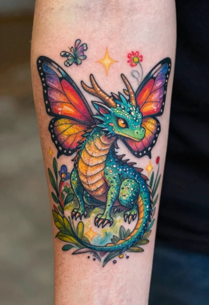 16 Dragon Tattoo Forearm Ideas: Detailed, Balanced, and Bold - 10. The Fantasy Dragon: Imaginative and Whimsical 1