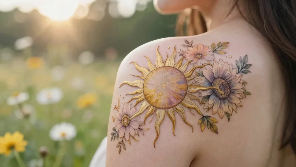 16 Floral Sun Tattoo Ideas: Soft, Radiant, and Feminine