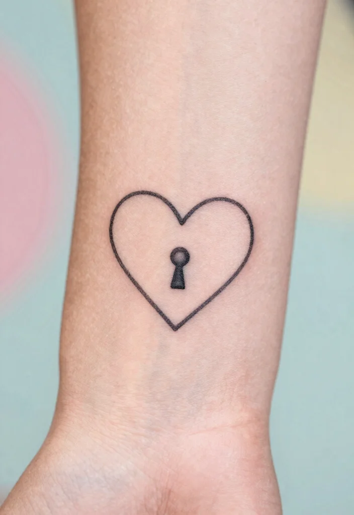 16 Heart Lock Tattoo Ideas: Romantic, Symbolic, and Classic - 1. Minimalist Heart Lock 1