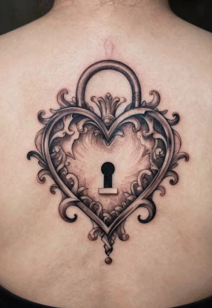 16 Heart Lock Tattoo Ideas: Romantic, Symbolic, and Classic - 11. Ornamental Heart Lock 1
