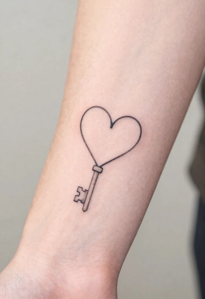 16 Heart Lock Tattoo Ideas: Romantic, Symbolic, and Classic - 7. Minimalist Heart and Key 1