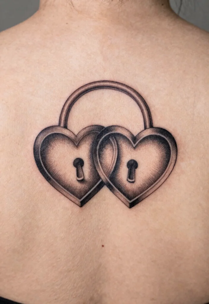16 Heart Lock Tattoo Ideas: Romantic, Symbolic, and Classic - 9. Double Heart Lock 1