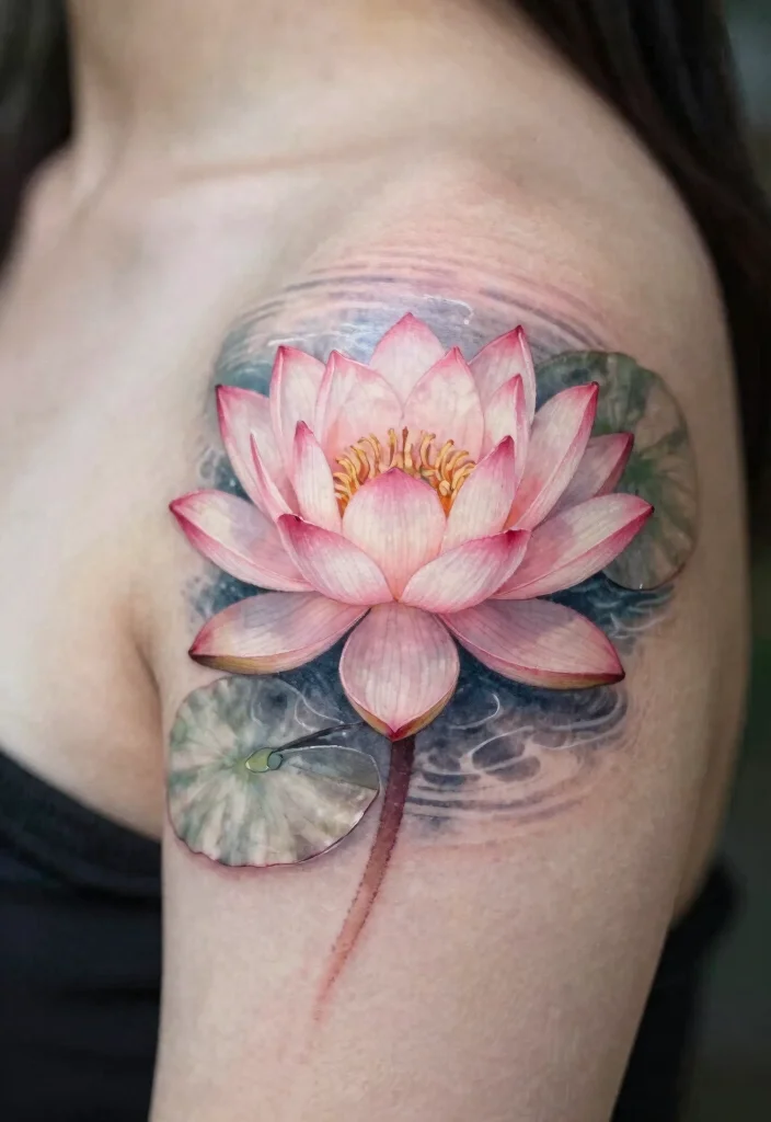 16 July Birth Flower Tattoo Ideas: Meaningful Floral Ink - 2. Water Lily Dreams 1