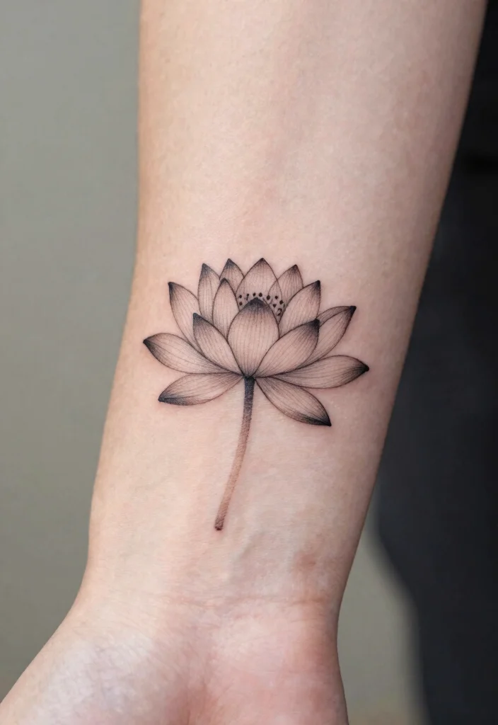 16 July Birth Flower Tattoo Ideas: Meaningful Floral Ink - 5. Minimalist Water Lily 1