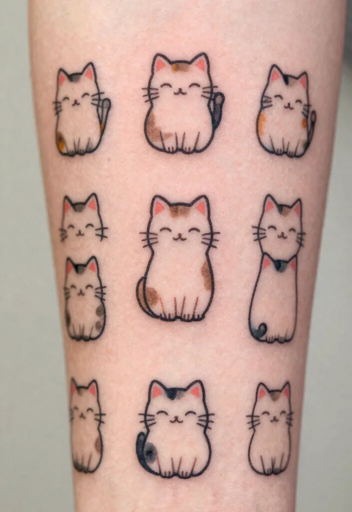 16 Lucky Cat Tattoo Ideas Fortune Cute and Symbolic - 11. Tiny Lucky Cat Tattoos 1