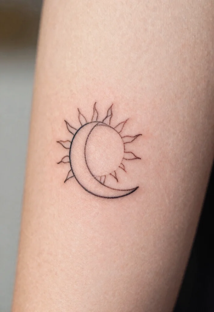 16 Moon and Sun Tattoo Ideas for Balance, Energy, and Harmony - 1. Minimalist Sun and Moon 1