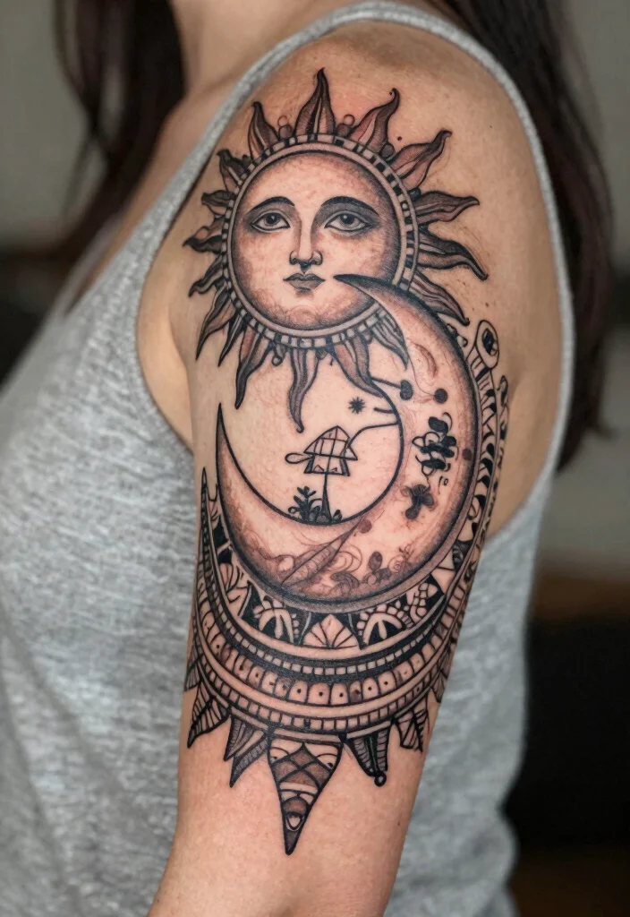 16 Moon and Sun Tattoo Ideas for Balance, Energy, and Harmony - 12. Cultural Symbolism 1
