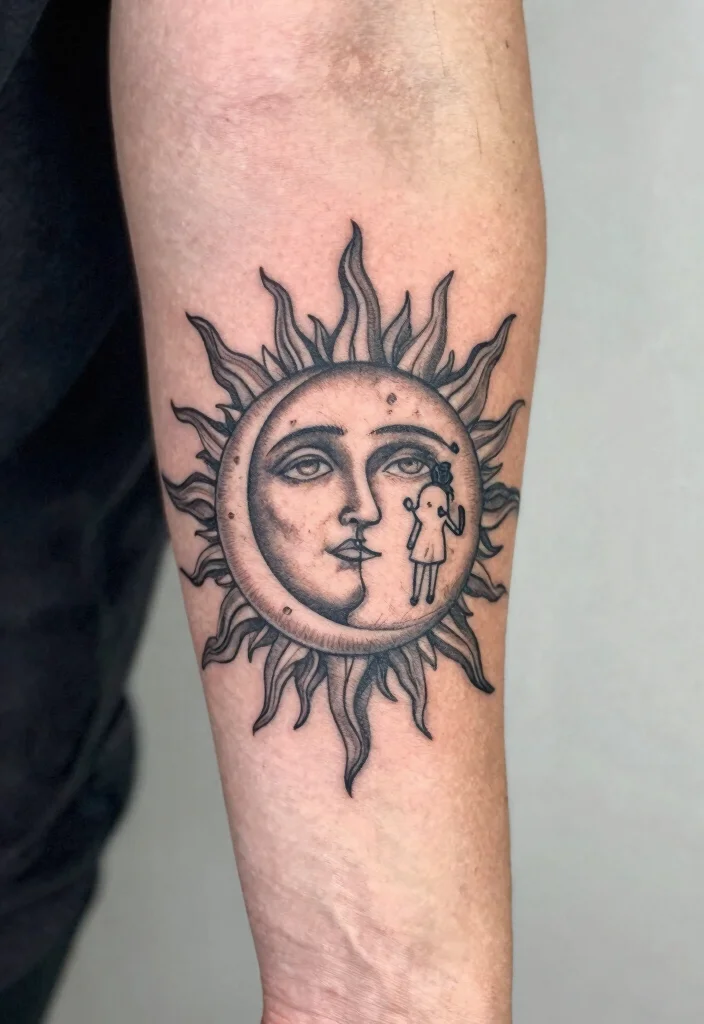 16 Moon and Sun Tattoo Ideas for Balance, Energy, and Harmony - 14. Family and Connection 1