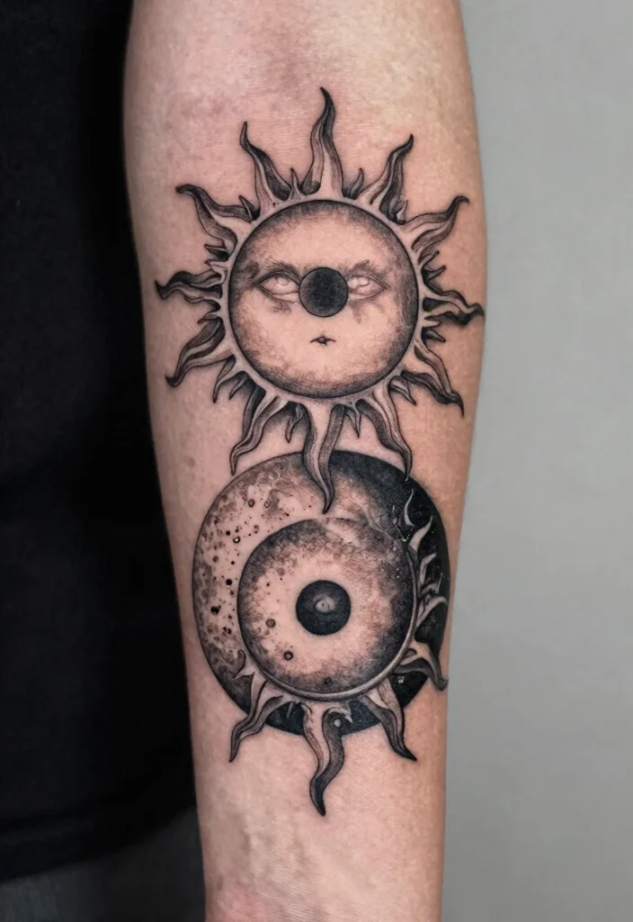 16 Moon and Sun Tattoo Ideas for Balance, Energy, and Harmony - 3. Yin Yang Inspiration 1