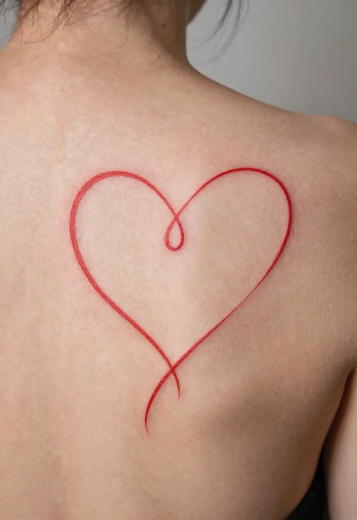 16 Red Back Tattoo Ideas: Bold Statement Designs - 1. Minimalist Red Line Art 1