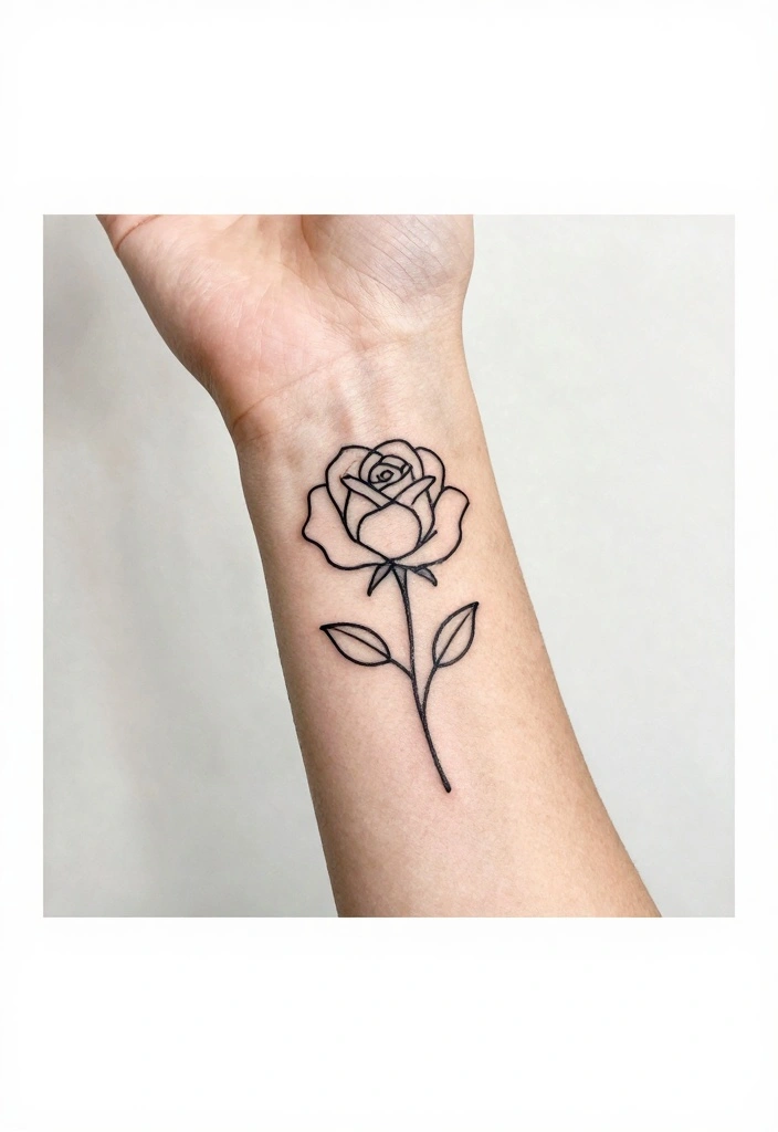 16 Rose Arm Tattoo Ideas Flowing Classic and Beautiful - 13. Line Art Rose 1