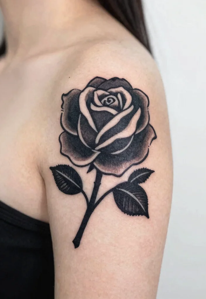 16 Rose Tattoo Vorlage Ideas: Clean, Classic, and Versatile - 10. Rose Silhouette Tattoo 1