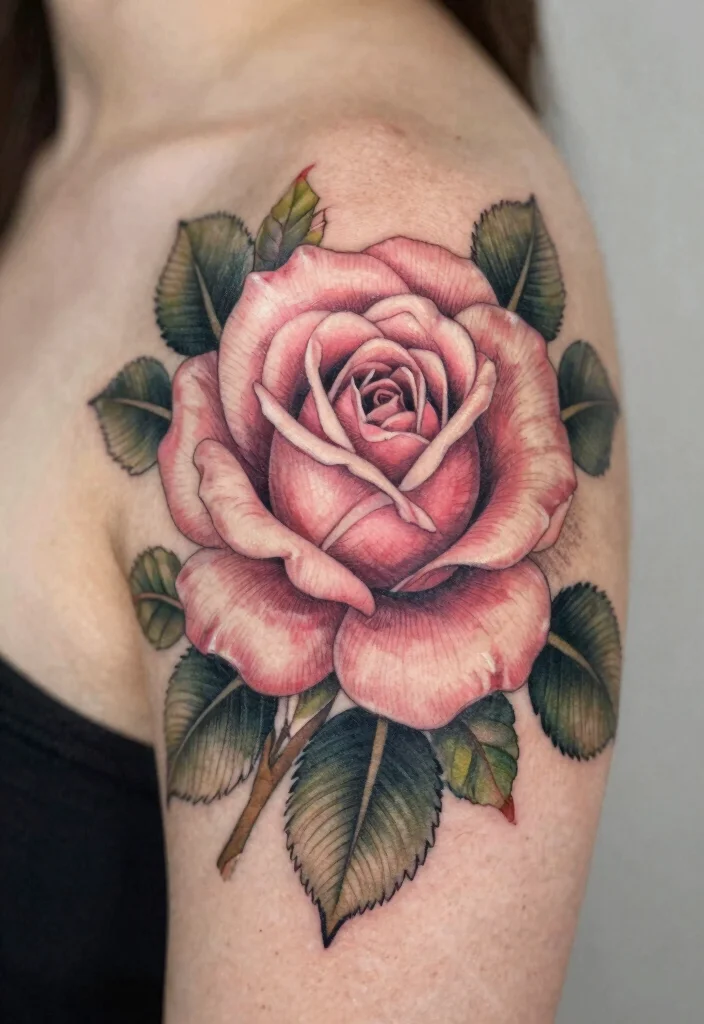 16 Rose Tattoo Vorlage Ideas: Clean, Classic, and Versatile - 13. Vintage Rose Tattoo 1