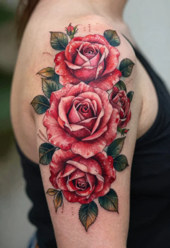 16 Rose Tattoo Vorlage Ideas: Clean, Classic, and Versatile - 14. Layered Rose Tattoo 1