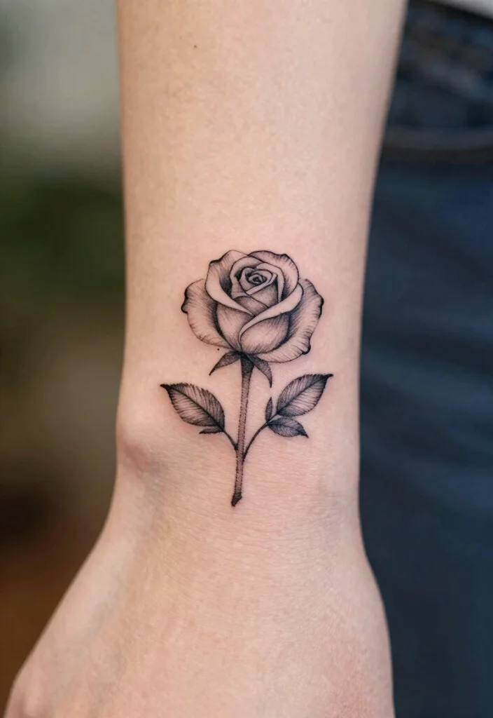 16 Rose Tattoo Vorlage Ideas: Clean, Classic, and Versatile - 8. Small Rose Tattoo 1