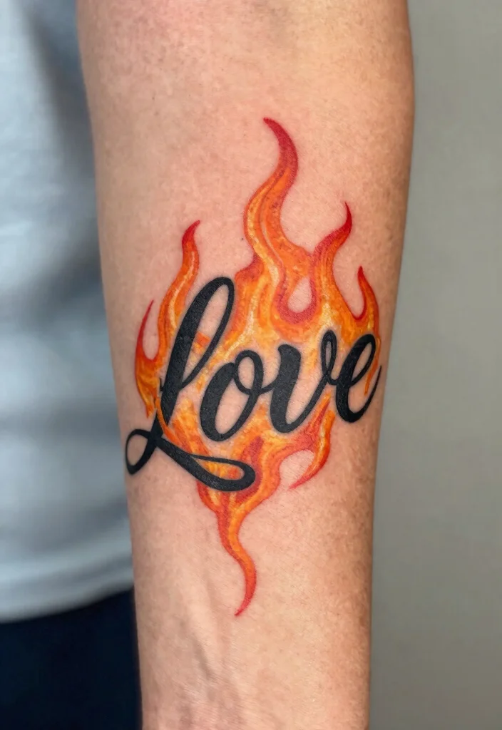 16 Set Your Heart Ablaze Tattoo Ideas Powerful and Passionate - 13. Fiery Love Quote 1
