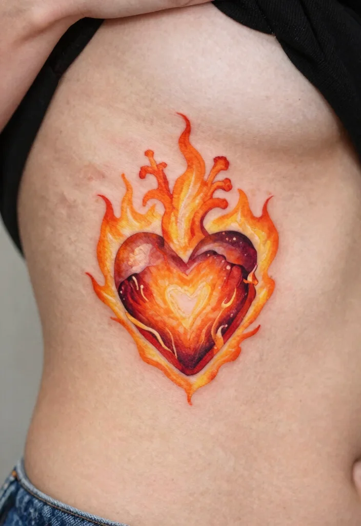 16 Set Your Heart Ablaze Tattoo Ideas Powerful and Passionate - 5. Embers of Love 1