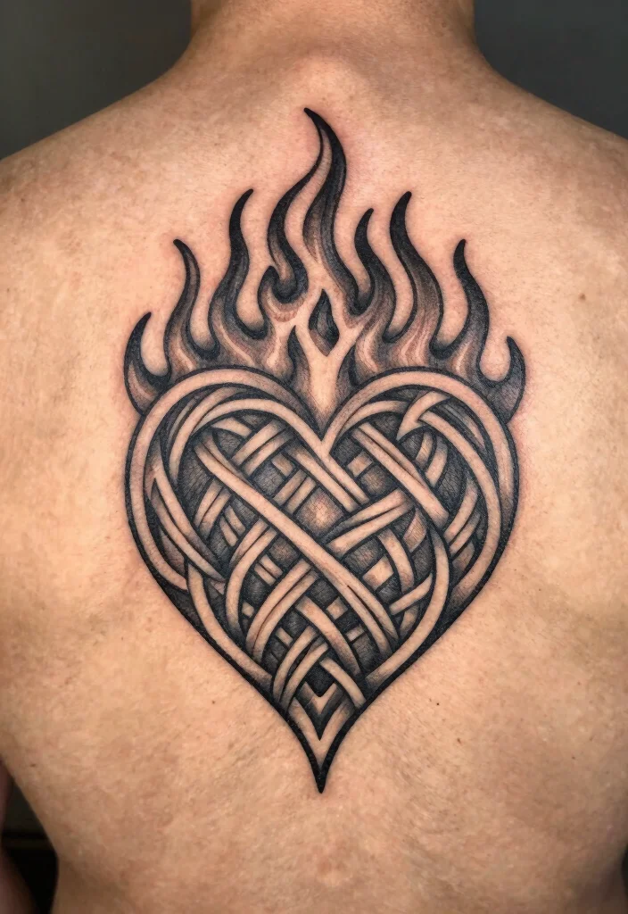 16 Set Your Heart Ablaze Tattoo Ideas Powerful and Passionate - 9. Celtic Flame Heart Design 1