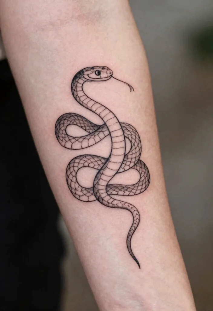 16 Snake Arm Tattoo Ideas: Fierce, Flowing, and Bold - 1. Minimalist Snake Outline 1