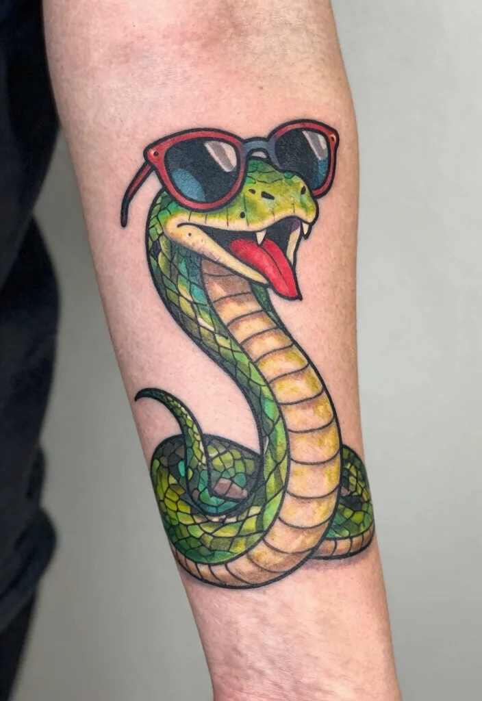 16 Snake Arm Tattoo Ideas: Fierce, Flowing, and Bold - 11. Sassy Snake Tattoo 1