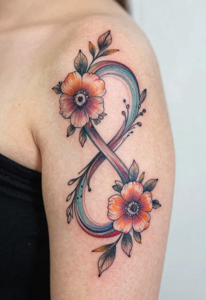 16 Tangled Flower Tattoo Ideas: Magical, Whimsical, and Soft - 12. Floral Infinity Symbol 1