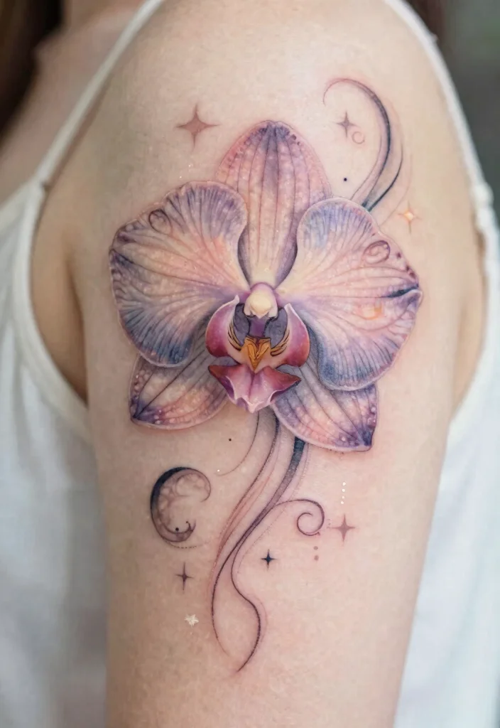 16 Tangled Flower Tattoo Ideas: Magical, Whimsical, and Soft - 3. Mystical Orchid Whispers 1