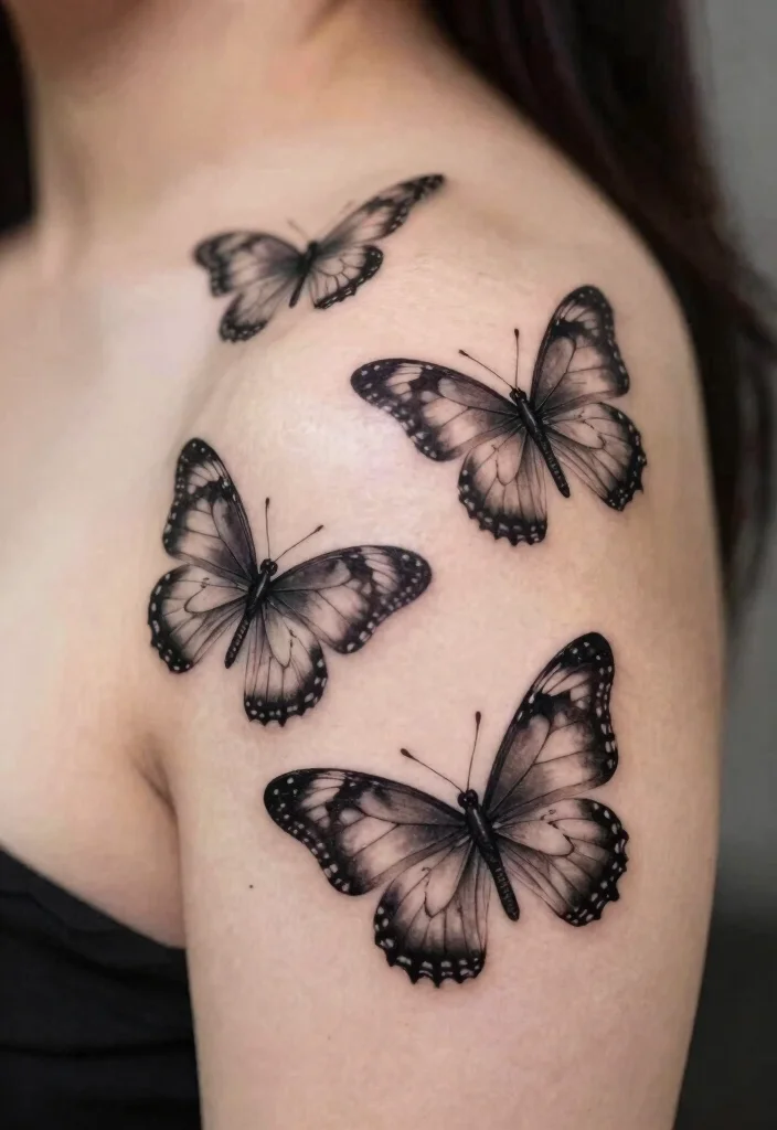 16 Three Butterfly Tattoo Ideas: Symbolic, Balanced, and Aesthetic - 9. 3D Butterfly Illusions 1