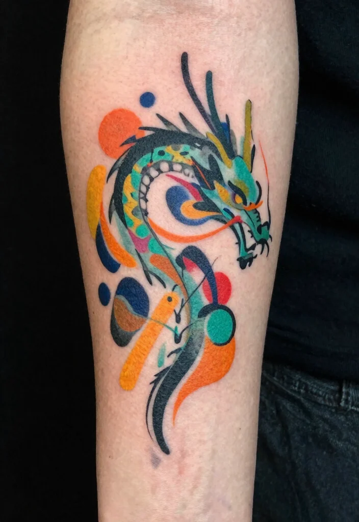 17 Asian Dragon Tattoo Ideas: Traditional, Fierce, and Detailed - 11. Abstract Dragon Art 1
