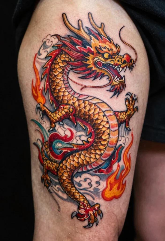 17 Asian Dragon Tattoo Ideas: Traditional, Fierce, and Detailed - 4. The Dragon Dance 1
