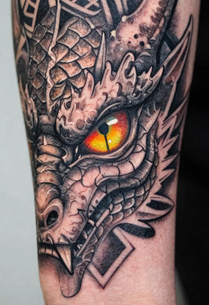 17 Asian Dragon Tattoo Ideas: Traditional, Fierce, and Detailed - 5. Fierce Dragon’s Eye 1