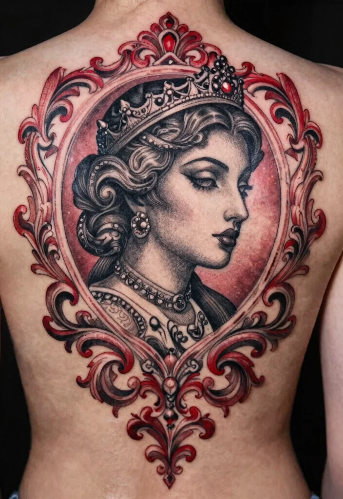 17 Black and Red Tattoo Ideas: Dramatic High Contrast Ink - 10. Baroque Patterns 1