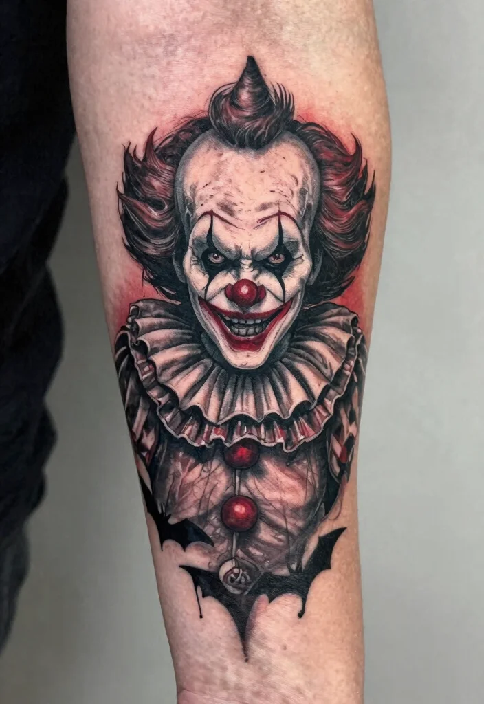 17 Black and Red Tattoo Ideas: Dramatic High Contrast Ink - 11. Horror Themes 1