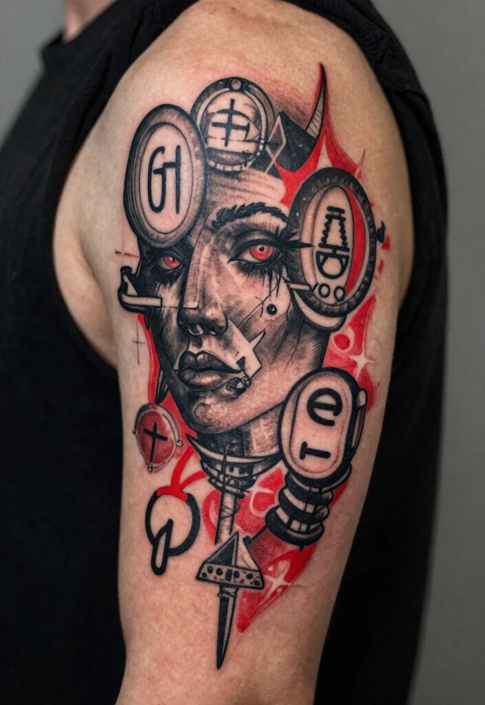 17 Black and Red Tattoo Ideas: Dramatic High Contrast Ink - 17. Custom Designs 1