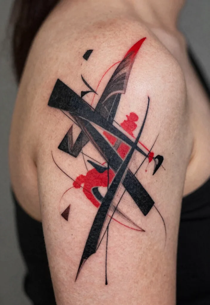 17 Black and Red Tattoo Ideas: Dramatic High Contrast Ink - 5. Abstract Art 1