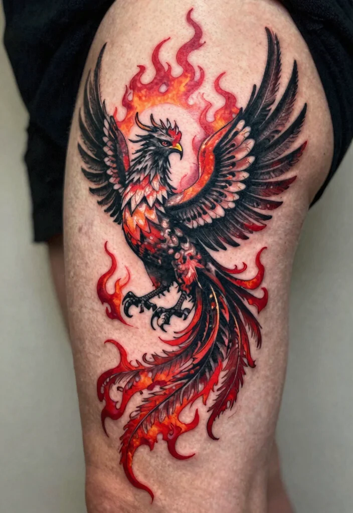 17 Black and Red Tattoo Ideas: Dramatic High Contrast Ink - 9. Mythological Creatures 1