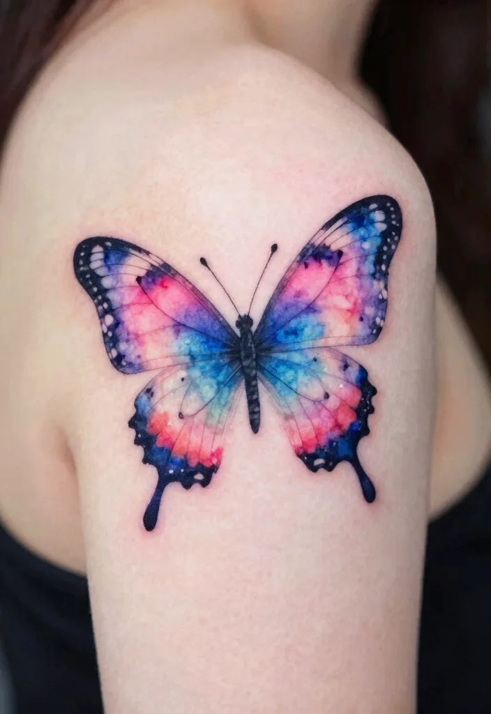 17 Butterfly Flower Tattoo Ideas: Soft, Feminine, and Artistic - 2. Watercolor Whimsy 1