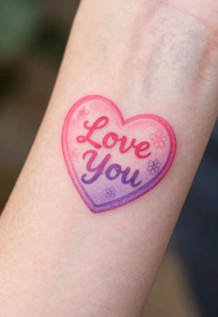 17 Candy Heart Tattoo Ideas: Playful, Cute, and Fun - 1. Classic Candy Heart with a Twist 1