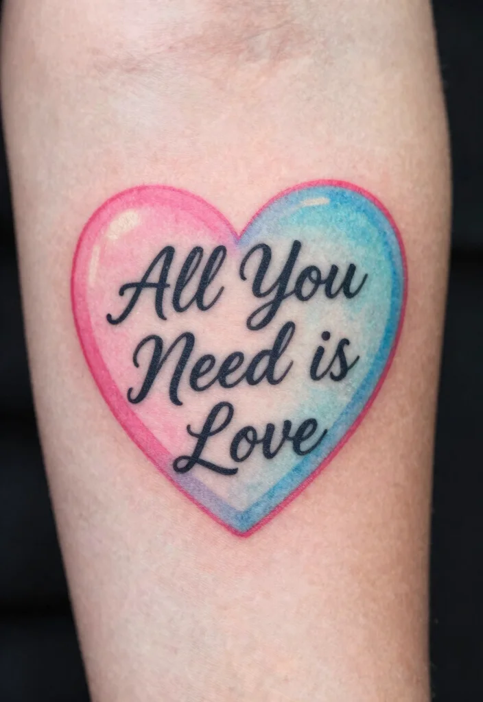17 Candy Heart Tattoo Ideas: Playful, Cute, and Fun - 13. Candy Heart with a Quote 1