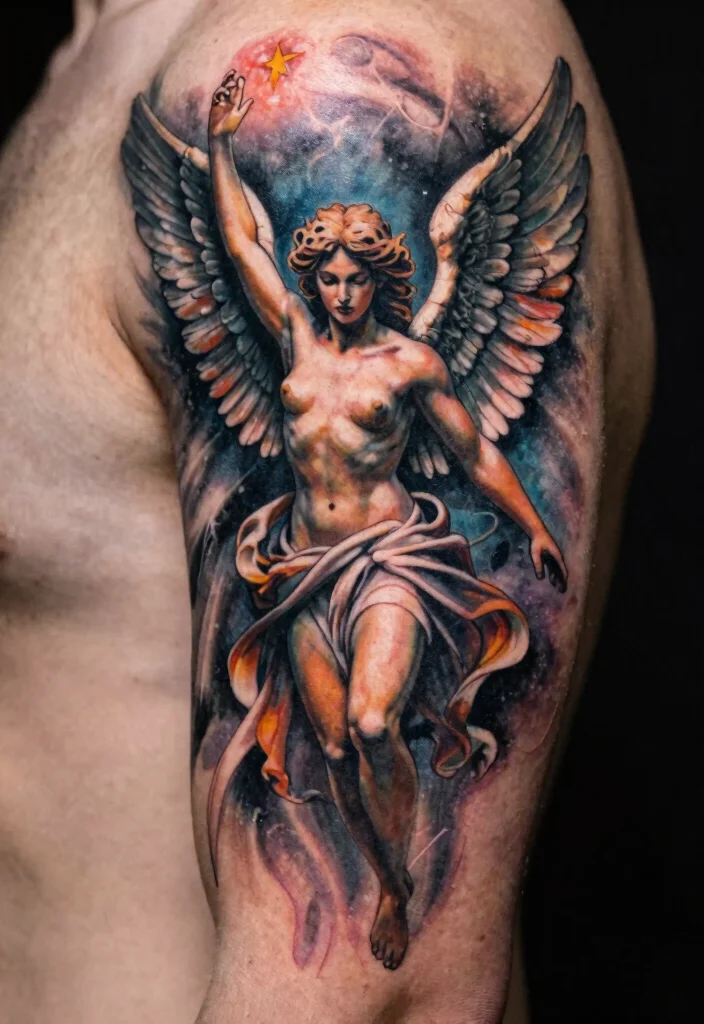 17 Dark Angel Tattoo Ideas: Mysterious, Powerful, and Striking - 10. Angelic Rebirth 1