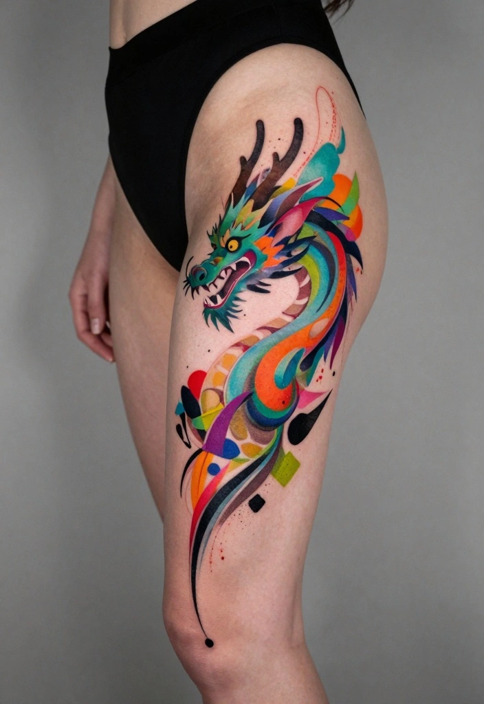 17 Feminine Dragon Tattoo Ideas for Women: Soft, Powerful Balance - 15. Abstract Dragon Art 1