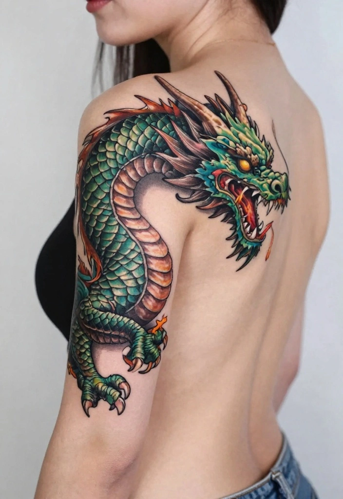 17 Feminine Dragon Tattoo Ideas for Women: Soft, Powerful Balance - 5. Realistic Dragon 1