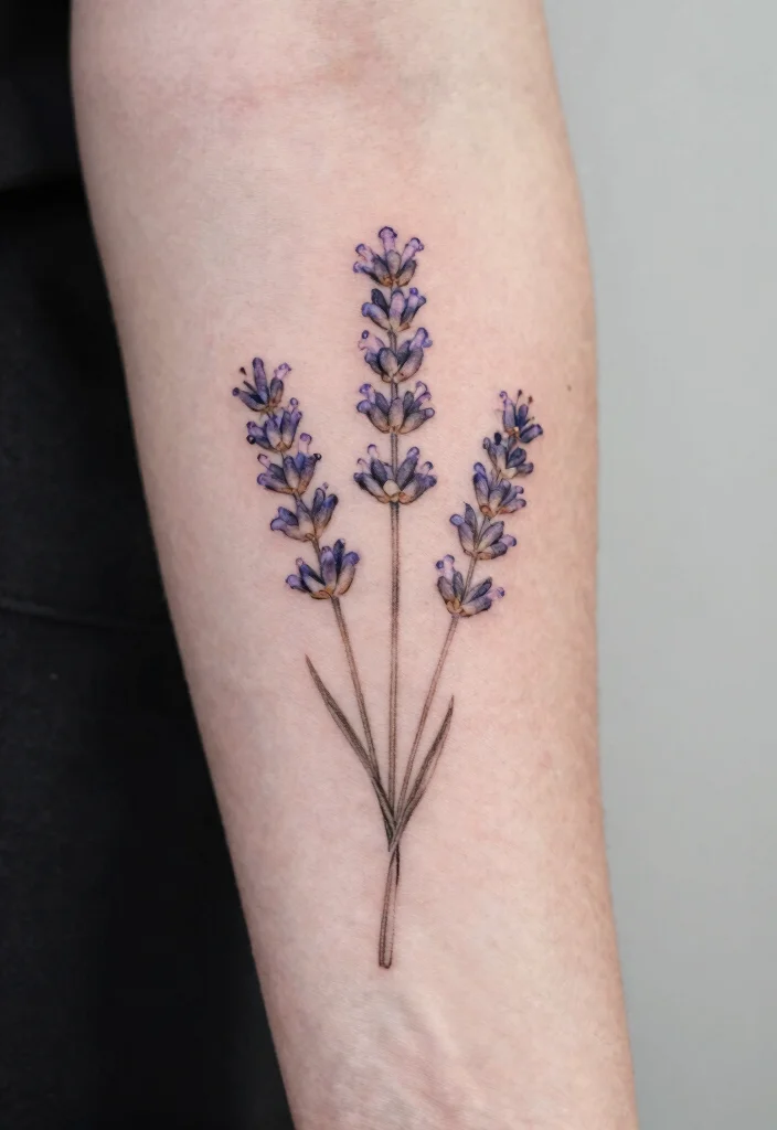17 Fine Line Flower Tattoo Ideas: Minimal, Soft, and Trendy - 12. Heartfelt Lavender 1
