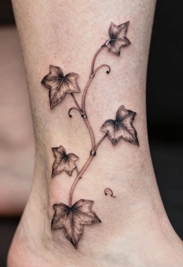 17 Fine Line Flower Tattoo Ideas: Minimal, Soft, and Trendy - 13. Timeless Ivy Vine 1