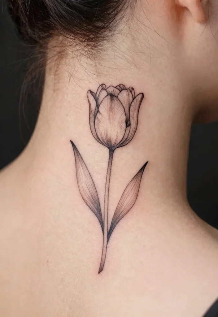 17 Fine Line Flower Tattoo Ideas: Minimal, Soft, and Trendy - 14. Minimal Tulip 1